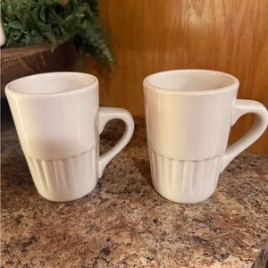 ACF USA White Ceramic Coffee Mugs Set Of 2 Round Solid 4in